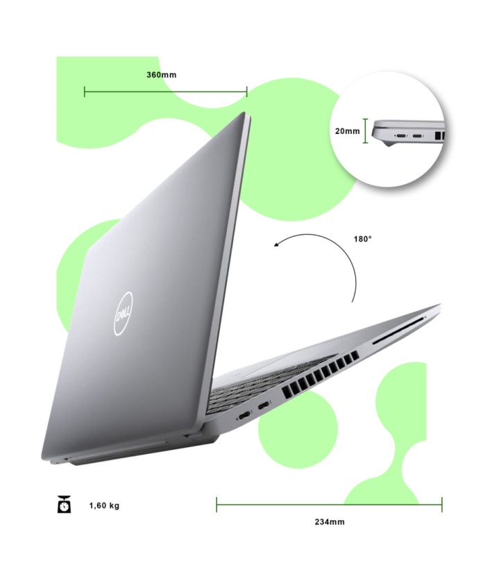 Dell Latitude 5520 zdjęcie produktu - 180 stopni, wymiary